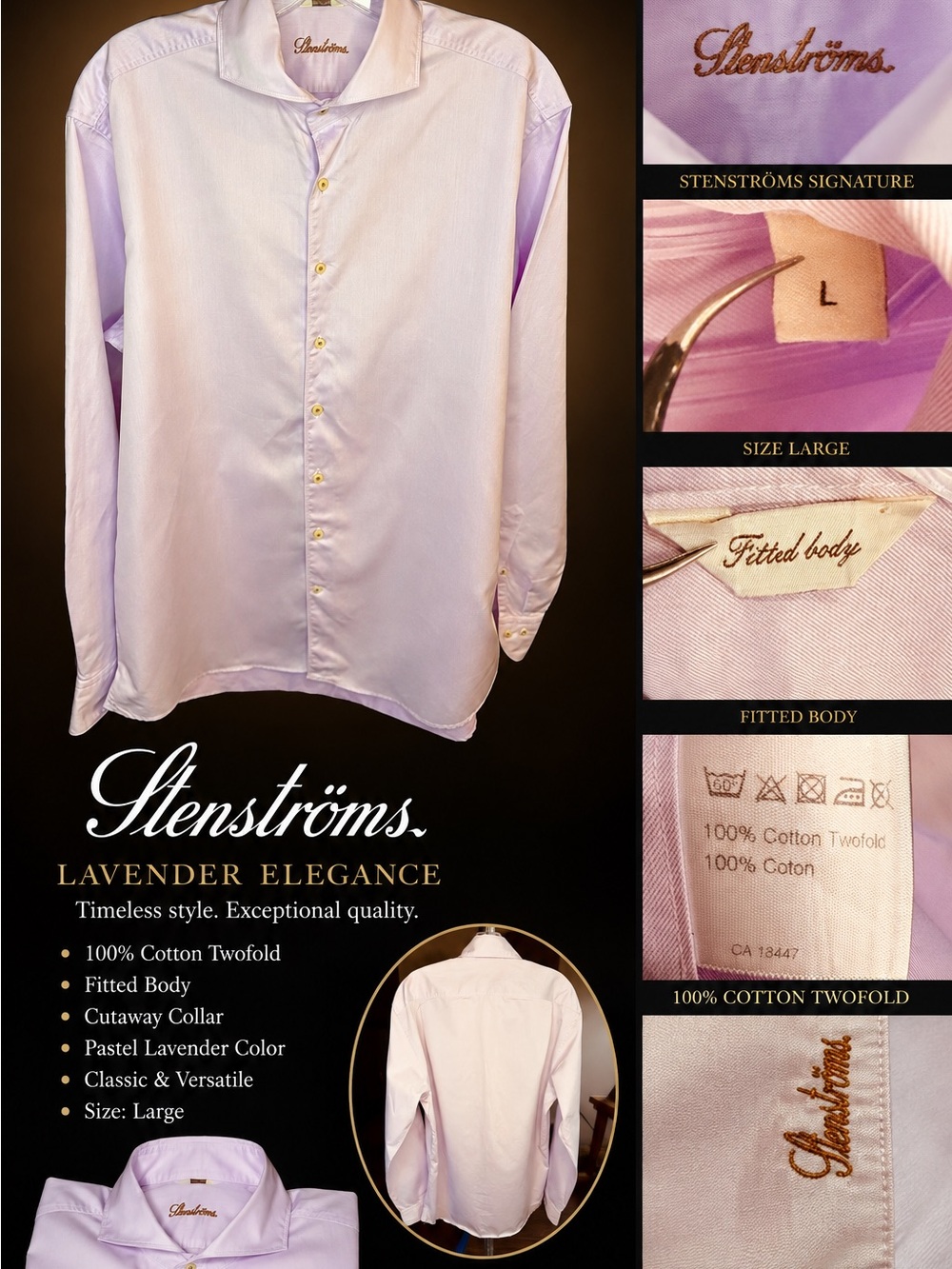 Stenströms Lavender Fitted-Collar Men’s Shirt
